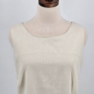Chadwicks Linen Blend Sheath Dress Size 12TL Off White Lined Classic